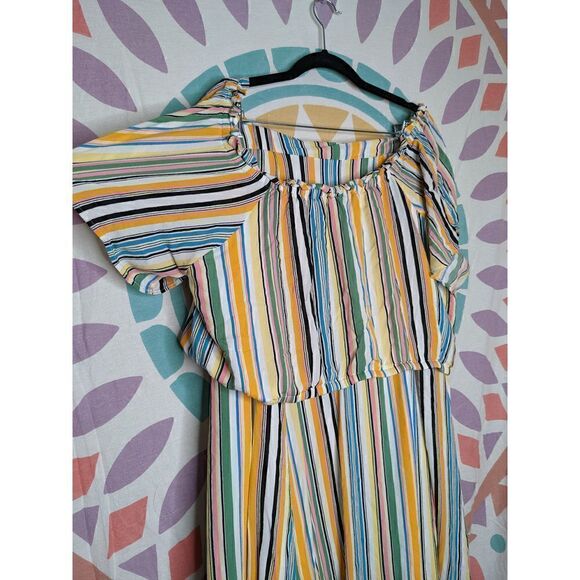 TORRID MULTI STRIPE OFF-SHOULDER GAUZE SKIRT SET SIZE 3 - Picture 7 of 10